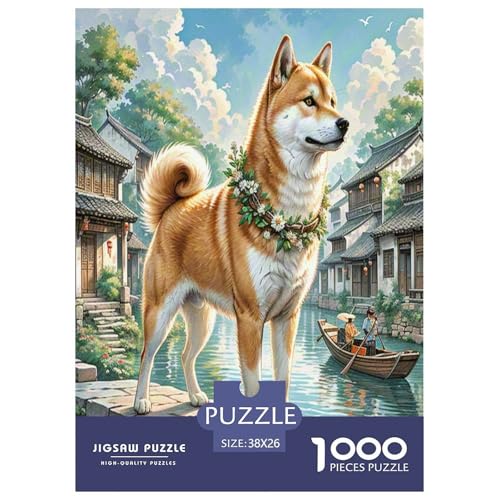 Shiba Inu Puzzle 1000-teilige Schwer Puzzle Spielzeug Pädagogisches Spiel Impossible Herausforderungsspielzeug Für Erwachsene Kinder 38x26cm/1000pcs von XFKLYNVCJ