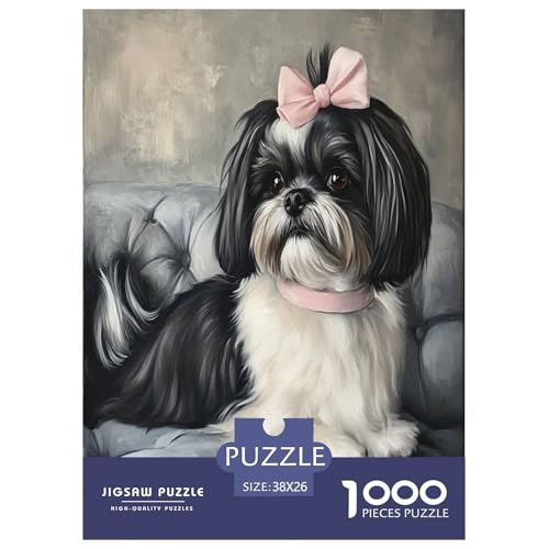 Shih Tzu Puzzle 1000 Teile Schwer Puzzle Spielzeug Lernspiel Impossible Herausforderungsspielzeug Für Erwachsene Kinder 38x26cm/1000pcs von XFKLYNVCJ
