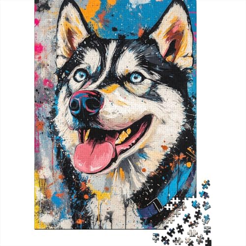 Sibirischer Husky Puzzle 1000-teilige Schwer Puzzle Spielzeug Pädagogisches Spiel Impossible Herausforderung Spielzeug Für Erwachsene Und Kinder Ab 12 Jahren 1000pcs (75x50cm) von XFKLYNVCJ