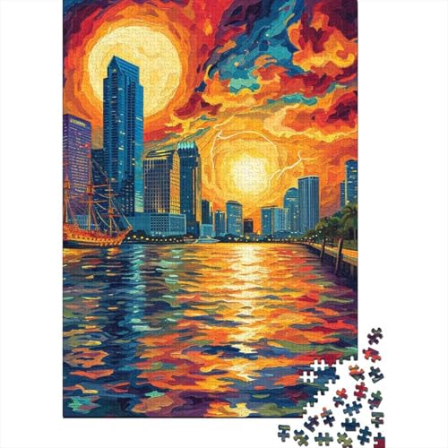 Sonnenuntergang über der Bucht Puzzles 1000 Teile Schwer Puzzle Spielzeug Pädagogisches Spiel Impossible Herausforderung Spielzeug Für Erwachsene Und Kinder Ab 12 Jahren 1000pcs (75x50cm) von XFKLYNVCJ