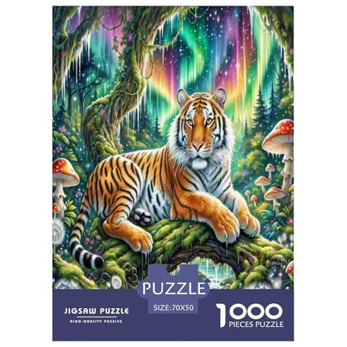 Tiger Puzzle 1000 Teile Schwer Puzzle Spielzeug Pädagogisches Spiel Impossible Herausforderungsspielzeug Für Erwachsene Kinder 70x50cm/1000pcs von XFKLYNVCJ