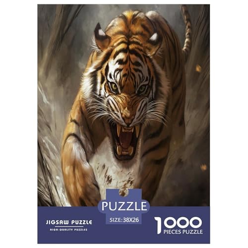Tiger Puzzle 1000 Teile Schwer Puzzle Spielzeug Pädagogisches Spiel Impossible Herausforderungsspielzeug Für Erwachsene Und Kinder Ab 12 Jahren 38x26cm/1000pcs von XFKLYNVCJ