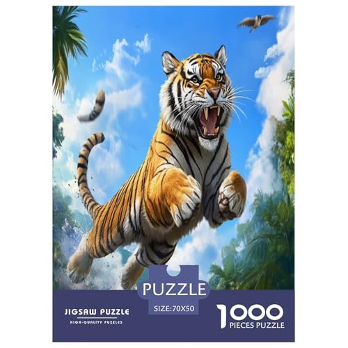 Tiger Puzzle 1000-teilige Schwer Puzzle Spielzeug Pädagogisches Spiel Impossible Herausforderungsspielzeug Für Erwachsene Kinder 70x50cm/1000pcs von XFKLYNVCJ