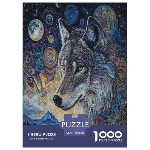 Wolf Puzzle 1000-teilige Schwer Puzzle Spielzeug Lernspiel Impossible Herausforderung Spielzeug Für Erwachsene Kinder 38x26cm/1000pcs von XFKLYNVCJ