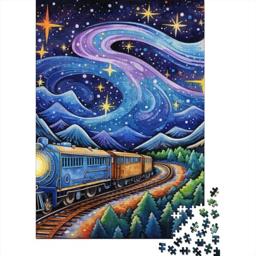 Zug Sternennacht Puzzle 1000 Teile Schwer Puzzle Spielzeug Lernspiel Impossible Herausforderung Spielzeug Für Erwachsene Und Kinder in Bewährter 1000pcs (75x50cm) von XFKLYNVCJ