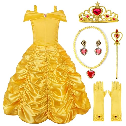 XFOZDM Belle Kostüm Kleid für Kinder Mädchen Verkleidung Prinzessin Kleid Belle Et La Bete Kinderkostüm Schulterfrei Mit Zubehör Geburtstag Halloween Weihnachten Party Karneval Cosplay Kleid,110cm XFOZDM Belle Kostüm Kleid für Kinder Mädchen Verkleidung Prinzessin Kleid Belle Et La Bete Kinderkostüm Schulterfrei Mit Zubehör Geburtstag Halloween Weihnachten Party Karneval Cosplay Kleid,110cm von XFOZDM