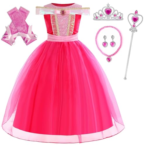 XFOZDM Dornröschen Kostüm Kinder Prinzessin Aurora kostüm Mädchen Aurora Verkleidung mit Zubehör für Karneval, Weihnachten, Halloween, Geburtstag Party, Cosplay Rose Kleid 02 140 XFOZDM Dornröschen Kostüm Kinder Prinzessin Aurora kostüm Mädchen Aurora Verkleidung mit Zubehör für Karneval, Weihnachten, Halloween, Geburtstag Party, Cosplay Rose Kleid 02 140 von XFOZDM