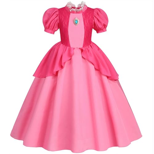 XFOZDM Peach Kostüm Kinder Prinzessin Peach Kleid Mädchen Peach Verkleidung für Faschingskostüme Halloween Weihnachten Geburtstag Party Cosplay, Rosa 140 XFOZDM Peach Kostüm Kinder Prinzessin Peach Kleid Mädchen Peach Verkleidung für Faschingskostüme Halloween Weihnachten Geburtstag Party Cosplay, Rosa 140 von XFOZDM