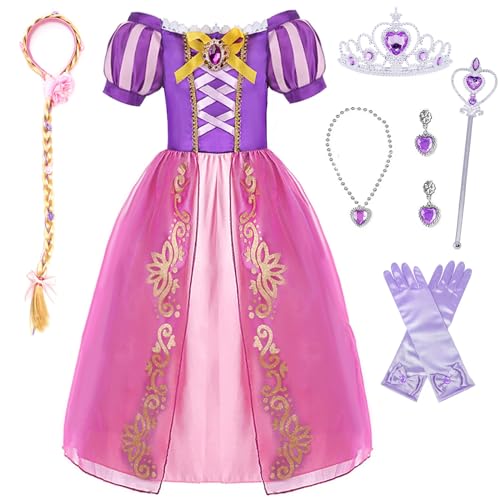 XFOZDM Rapunzel Kostüm Kinder Prinzessin Rapunzel Kleid Mädchen Rapunzel Verkleidung mit Zubehör für Faschingskostüme Halloween Weihnachten Geburtstag Party Cosplay, Lila 01 120 XFOZDM Rapunzel Kostüm Kinder Prinzessin Rapunzel Kleid Mädchen Rapunzel Verkleidung mit Zubehör für Faschingskostüme Halloween Weihnachten Geburtstag Party Cosplay, Lila 01 120 von XFOZDM