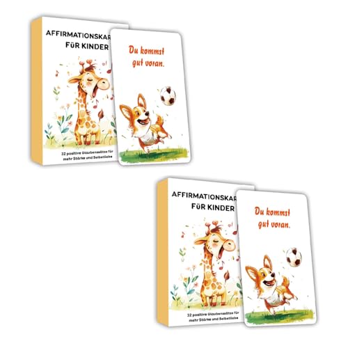 XFSRG 2 Stück Affirmationskarten Für Kinder Mit Niedlichen Tiermotiven Lernkarteikarten Zur Förderung Von Selbstbewusstsein Und Positivem Denken von XFSRG