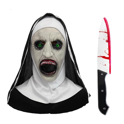 XFSRG 2 Stück Halloween Horror Maske und Fake Messer im Set Ghostface Zombie Messer Scream Maske Zubehör für Gruselige Kostüme(Set C) von XFSRG
