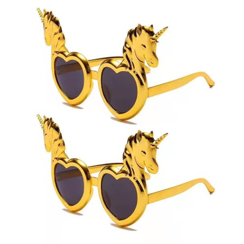 XFSRG 2 Stück Kreative Einhorn-Herzbrille Lustige Witzige Sonnenbrillen Verrückte Sonnenbrille Lustig & Bequem für Party Selfie & Requisiten (Transparent) von XFSRG