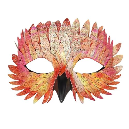 XFSRG Venezianische Maske Damen Herren Fasching Kostümzubehör Elegante Bunte Feder Maskenball Maske für Erwachsene (Gelb) von XFSRG