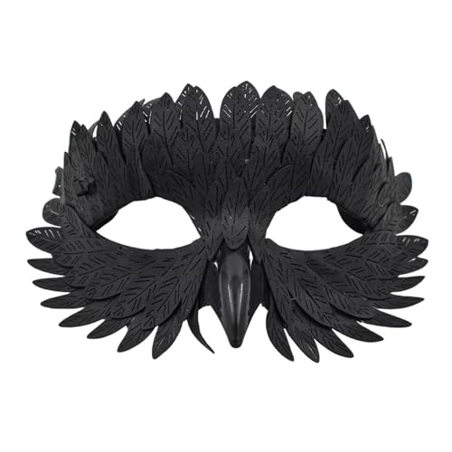 XFSRG Venezianische Maske Damen Herren Fasching Kostümzubehör Elegante Bunte Feder Maskenball Maske für Erwachsene (Schwarz) von XFSRG