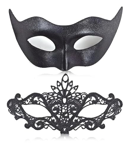 XFSRG Venezianische Maske Damen Kunststoff & Spitze Maskerade Maske für Maskenball Night Club Hochzeitsempfang(Schwarz) von XFSRG