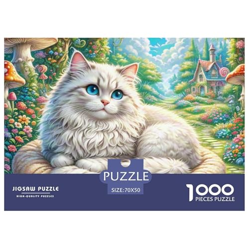 Angora Katze 1000 Teile Puzzle Premium Quality Erwachsene Kinder Animal Premium Quality Klassische Lernspiel 70x50cm/1000pcs von XGASVBKWA