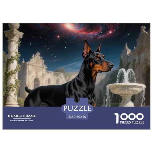 Doberman 1000 Teile Erwachsene Puzzle Premium Quality Herausforderung Spielzeug Animal Herausforderung Game Impossible Game 70x50cm/1000pcs von XGASVBKWA