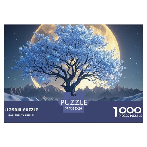 Kirschblüten unter dem Mond 1000 Teile Erwachsene Puzzle Premium Quality Erwachsene Kinder Plant Home Dekoration Impossible Game 38x26cm/1000pcs von XGASVBKWA