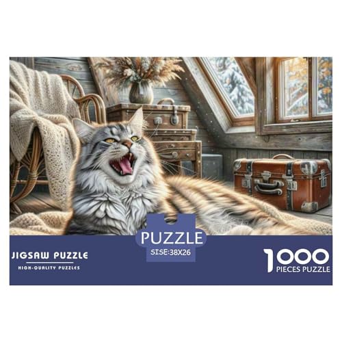 Maine Coon 1000 Teile Puzzle Premium Quality Erwachsene Kinder Animal Herausforderung Game Klassische Lernspiel 38x26cm/1000pcs von XGASVBKWA