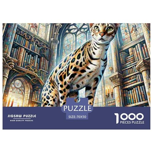 Serval 1000 Teile Puzzle Premium Quality Erwachsene Kinder Animal Premium Quality Impossible Game 70x50cm/1000pcs von XGASVBKWA