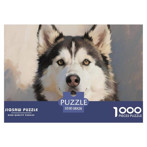 SibIrischer Husky Puzzle 1000 Teile Premium Quality Lernspiel Animal Premium Quality Impossible Game 38x26cm/1000pcs von XGASVBKWA
