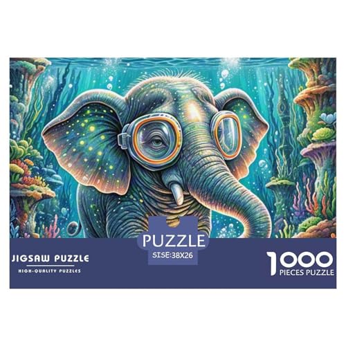 Tauchen Elefant 1000 Teile Puzzle Premium Quality Herausforderung Spielzeug Animal Herausforderung Game Klassische Lernspiel 38x26cm/1000pcs von XGASVBKWA