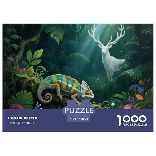Weißes Hirschkalb und Chamäleon Puzzle 1000 Teile Premium Quality Erwachsene Kinder Animal Home Dekoration Klassische Lernspiel 70x50cm/1000pcs Weißes Hirschkalb und Chamäleon Puzzle 1000 Teile Premium Quality Erwachsene Kinder Animal Home Dekoration Klassische Lernspiel 70x50cm/1000pcs von XGASVBKWA