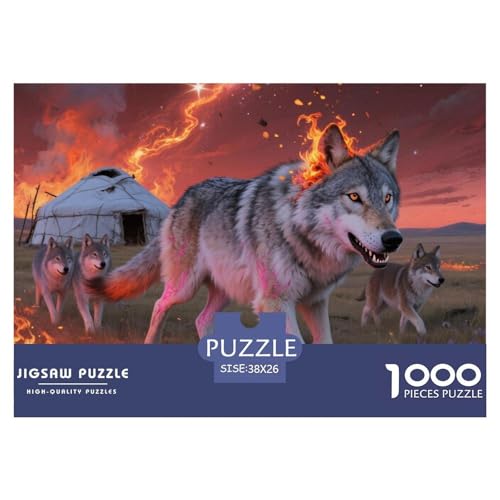 Wildnis FeuerWolf Puzzle 1000 Teile Premium Quality Erwachsene Kinder Animal Premium Quality Impossible Game 38x26cm/1000pcs von XGASVBKWA
