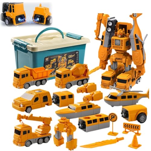 Magnetic Transform Engineering Car Assembled Toys with Storage Box, 7 in 1 Magnetic Transform Engineering Car Assembled Toys, for Kids Age 3-8 Transform Engineering Car Assembled Toys (Yellow 26pcs) von XGBYR