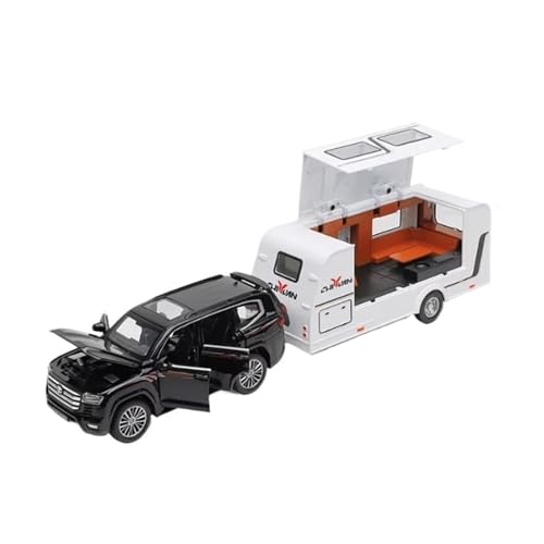 XGFFBAGB 1/32 Für Anhänger RV LKW Legierung Diecast Off-Road Fahrzeug Camper Mit Sound Licht Spielzeug Auto Modell Sammlung Geschenk(Black,No Box) von XGFFBAGB