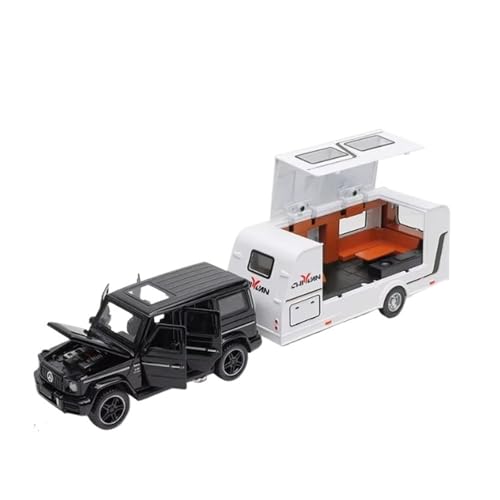 XGFFBAGB 1/32 Für Anhänger RV LKW Legierung Diecast Off-Road Fahrzeug Camper Mit Sound Licht Spielzeug Auto Modell Sammlung Geschenk(Black,with Box) von XGFFBAGB
