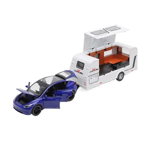 XGFFBAGB 1/32 Für Anhänger RV LKW Legierung Diecast Off-Road Fahrzeug Camper Mit Sound Licht Spielzeug Auto Modell Sammlung Geschenk(Blu,with Box) von XGFFBAGB