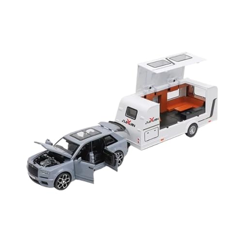XGFFBAGB 1/32 Für Anhänger RV LKW Legierung Diecast Off-Road Fahrzeug Camper Mit Sound Licht Spielzeug Auto Modell Sammlung Geschenk(Gray B,with Box) von XGFFBAGB