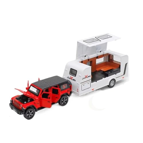XGFFBAGB 1/32 Für Anhänger RV LKW Legierung Diecast Off-Road Fahrzeug Camper Mit Sound Licht Spielzeug Auto Modell Sammlung Geschenk(Rosso,No Box) von XGFFBAGB