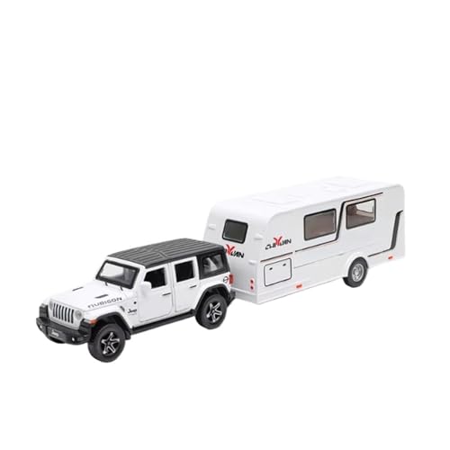 XGFFBAGB 1/32 Für Anhänger RV LKW Legierung Diecast Off-Road Fahrzeug Camper Mit Sound Licht Spielzeug Auto Modell Sammlung Geschenk(White,No Box) von XGFFBAGB