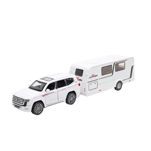 XGFFBAGB 1/32 Für Anhänger RV LKW Legierung Diecast Off-Road Fahrzeug Camper Mit Sound Licht Spielzeug Auto Modell Sammlung Geschenk(White,with Box) von XGFFBAGB