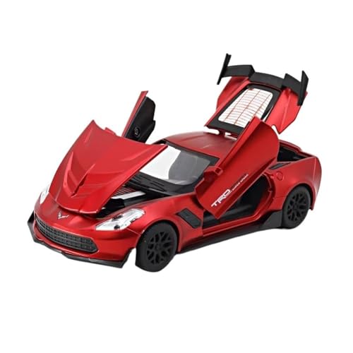 XGFFBAGB 1/32 Für Corvette ZR1 Sport Auto Modell Legierung Sound Und Licht Pull Back Spielzeug Geschenk(Red B,with Box) von XGFFBAGB