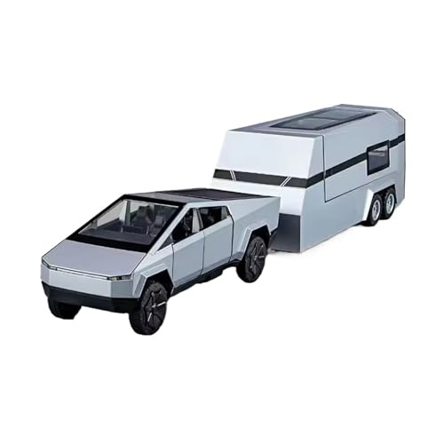 XGFFBAGB 1/32 Für Cyber ​​Pickup Legierung Druckguss Geländewagen LKW Auto Modell Sound Licht Spielzeug Geschenk(Silver A,with Box) von XGFFBAGB