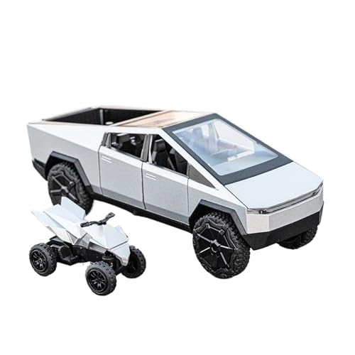 XGFFBAGB 1/32 Für Cyber ​​Spielzeug Pickup Legierung Auto LKW Modell Druck Druck Metall Off-Road Fahrzeuge Modell Sound Licht Spielzeug Geschenk(Silver,with Box) von XGFFBAGB