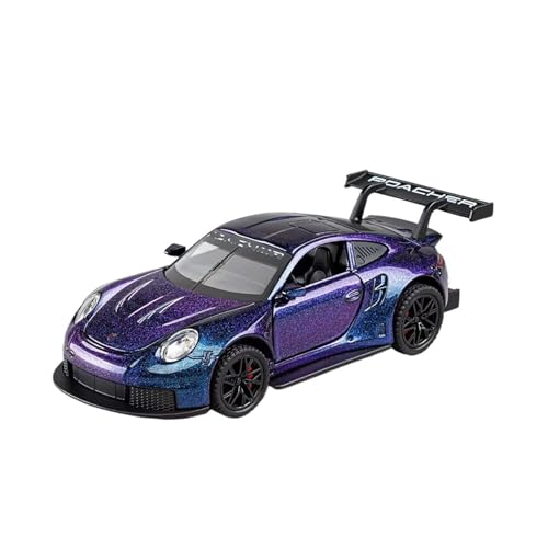 XGFFBAGB 1/32 Für GT3 RS Legierung Diecast Spielzeug Modelle Rad Pull Back 4 Türen Geöffnet Mit Licht Sound Sport Auto Geschenke(Purple,with Box) von XGFFBAGB