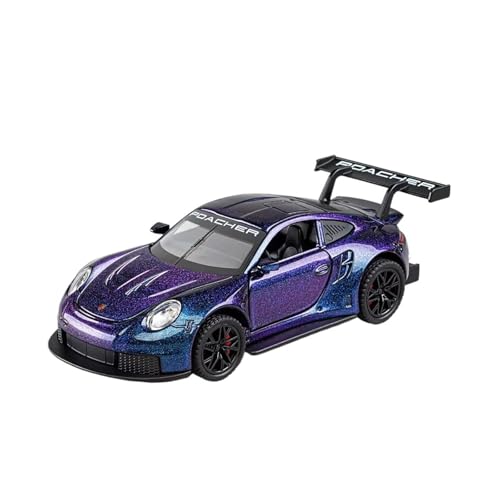 XGFFBAGB 1/32 Für GT3 RS Legierung Druckguss Spielzeug Autos Modelle Rad Pull Back 4 Türen Geöffnet Mit Licht Sound Geschenke(Purple,with Box) von XGFFBAGB