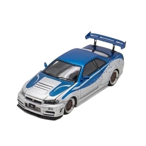 XGFFBAGB 1/64 Für GTR R34 Dark Gold BBS/Blau Silber Diecast Modell Car(Silber Blau,keine Box) von XGFFBAGB