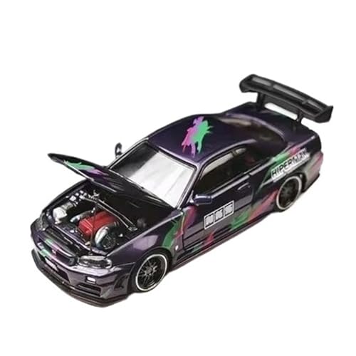 XGFFBAGB 1/64 Für GTR R34 Open Cover TM Legierung Auto Modell Sammlung Dekoration(Black,No Box) von XGFFBAGB