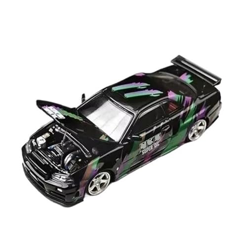 XGFFBAGB 1/64 Für GTR R34 Open Cover TM Legierung Auto Modell Sammlung Dekoration(Black,with Box) von XGFFBAGB