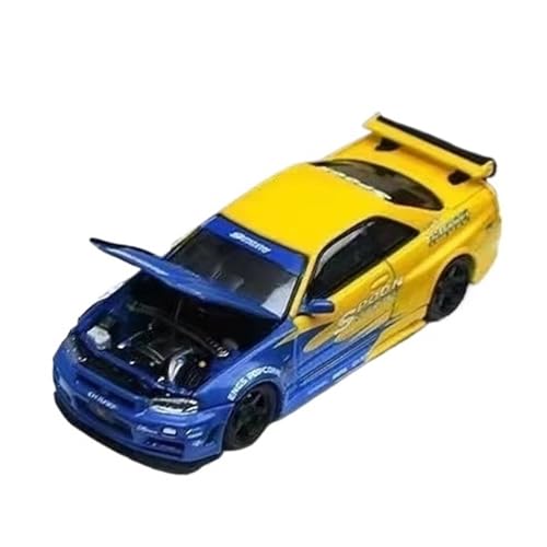 XGFFBAGB 1/64 Für GTR R34 Open Cover TM Legierung Auto Modell Sammlung Dekoration(Blu,No Box) von XGFFBAGB