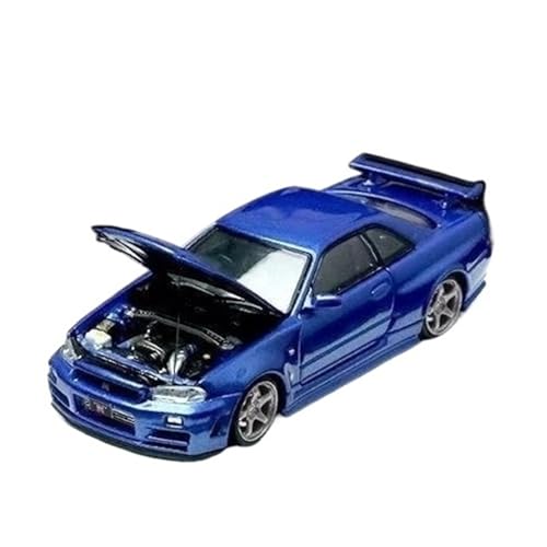 XGFFBAGB 1/64 Für GTR R34 Open Cover TM Legierung Auto Modell Sammlung Dekoration(Blu,with Box) von XGFFBAGB