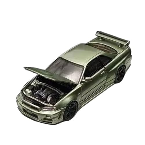 XGFFBAGB 1/64 Für GTR R34 Open Cover TM Legierung Auto Modell Sammlung Dekoration(Green,No Box) von XGFFBAGB