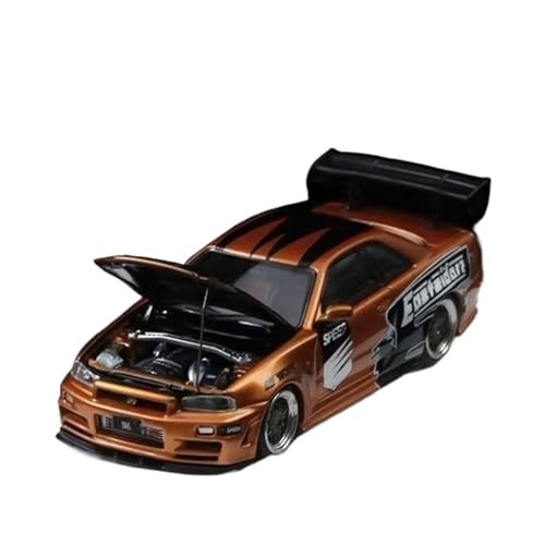 XGFFBAGB 1/64 Für GTR R34 Open Cover TM Legierung Auto Modell Sammlung Dekoration(Orange,No Box) von XGFFBAGB