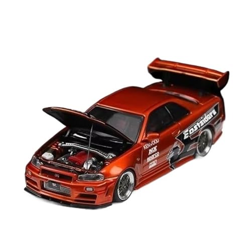 XGFFBAGB 1/64 Für GTR R34 Open Cover TM Legierung Auto Modell Sammlung Dekoration(Rosso,with Box) von XGFFBAGB