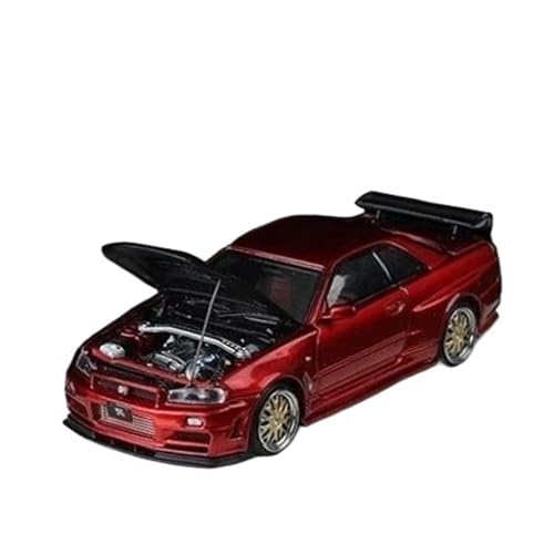 XGFFBAGB 1/64 Für GTR R34 Open Cover TM Legierung Auto Modell Sammlung Dekoration(Rot,With Box) von XGFFBAGB